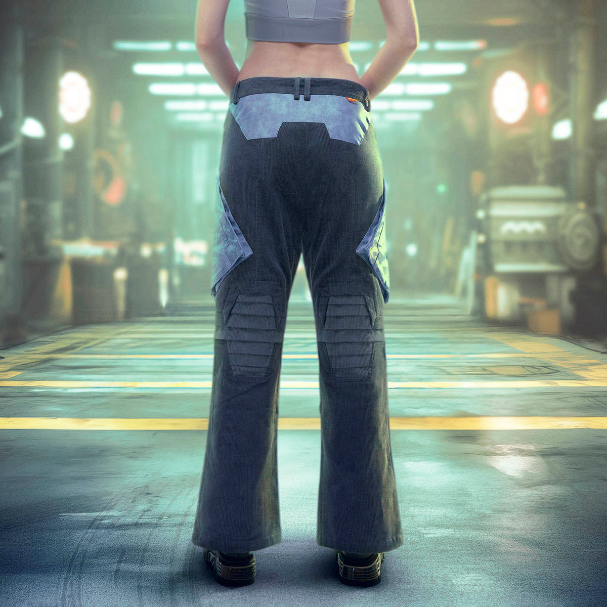 XIPHEVIL Cyberpunk Corduroy Paneled Flared Pants – photo 2 of 8