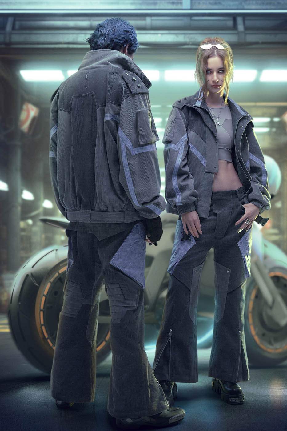XIPHEVIL Cyberpunk Corduroy Paneled Flared Pants – photo 4 of 8