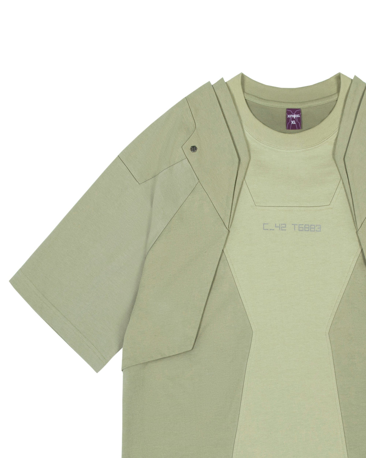 XIPHEVIL Deep Zone Deconstructed Armor Rivet T-Shirt Green – photo 16 of 18