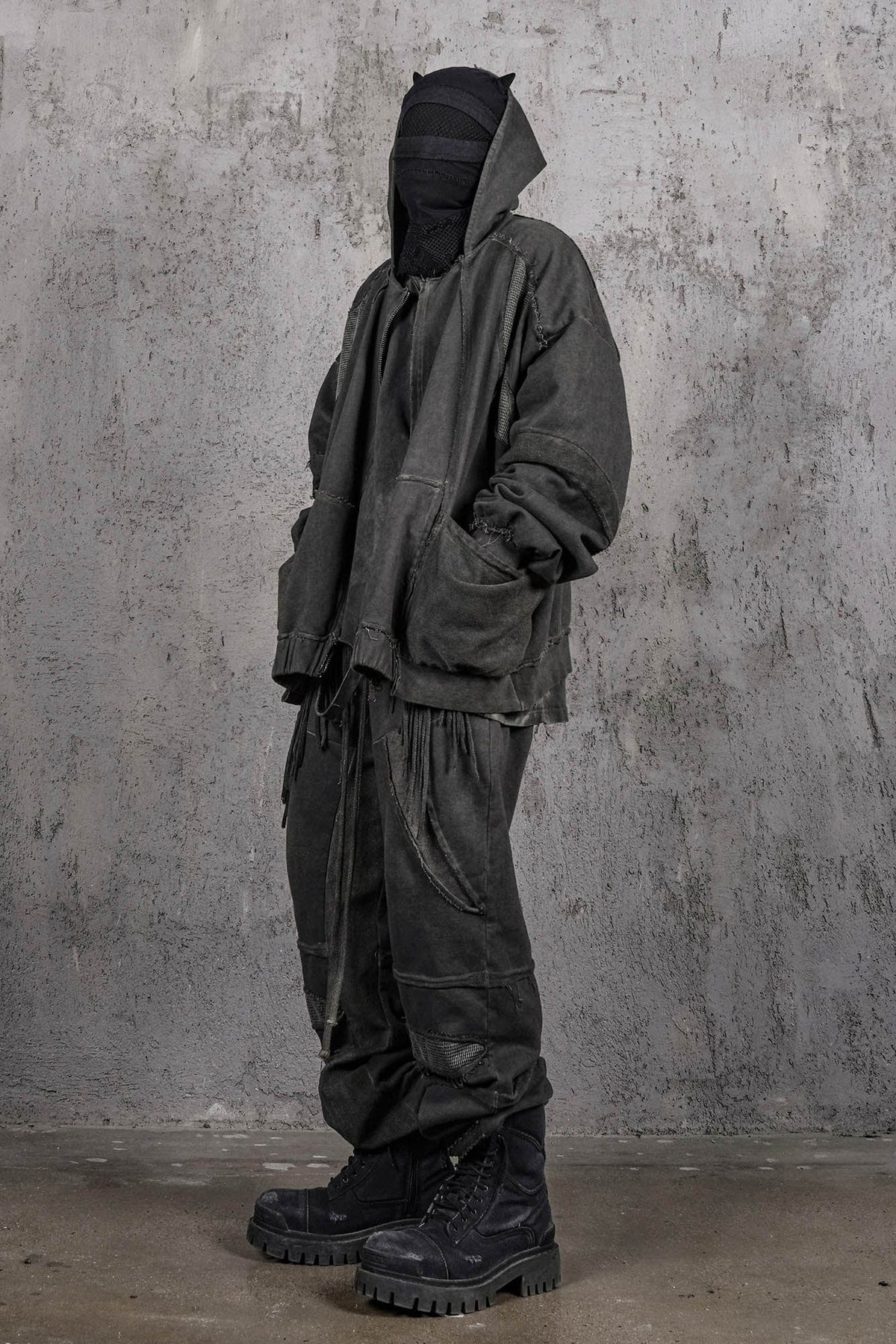 UNDERWATER Distressed Demon Clad Deconstructed Hooded Jacket – photo 3 of 12