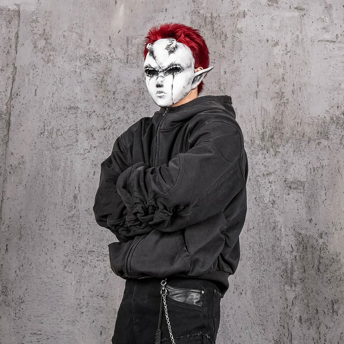 UNDERWATER Distressed Spliced Fallen Armor Zip-Up Hoodie – photo 3 of 13