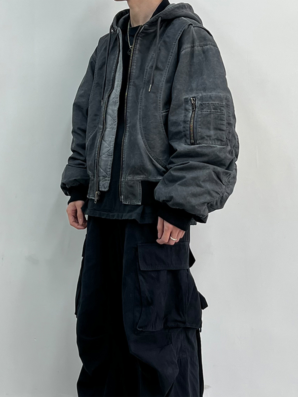 AVINMADE Washed Stitch Hooded Bomber Jacket – photo 8 of 16