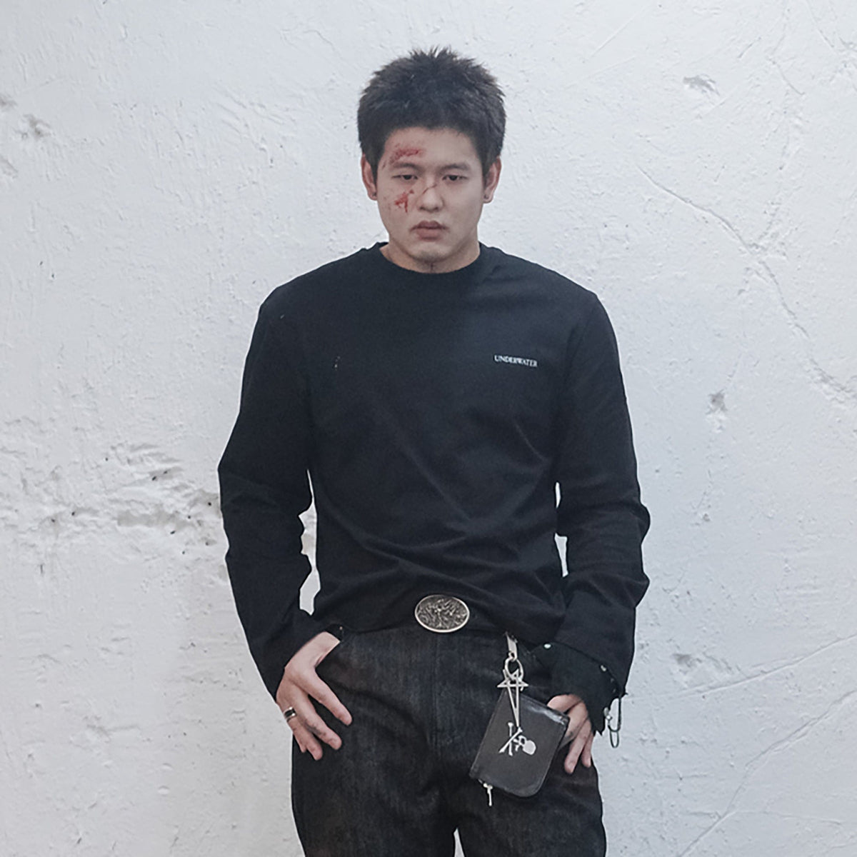 UNDERWATER Demon Slashed Cotton Long Sleeve Tee Black – photo 2 of 12
