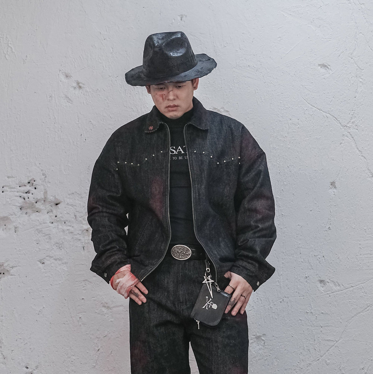 UNDERWATER Bloodstained Raw Denim Jacket