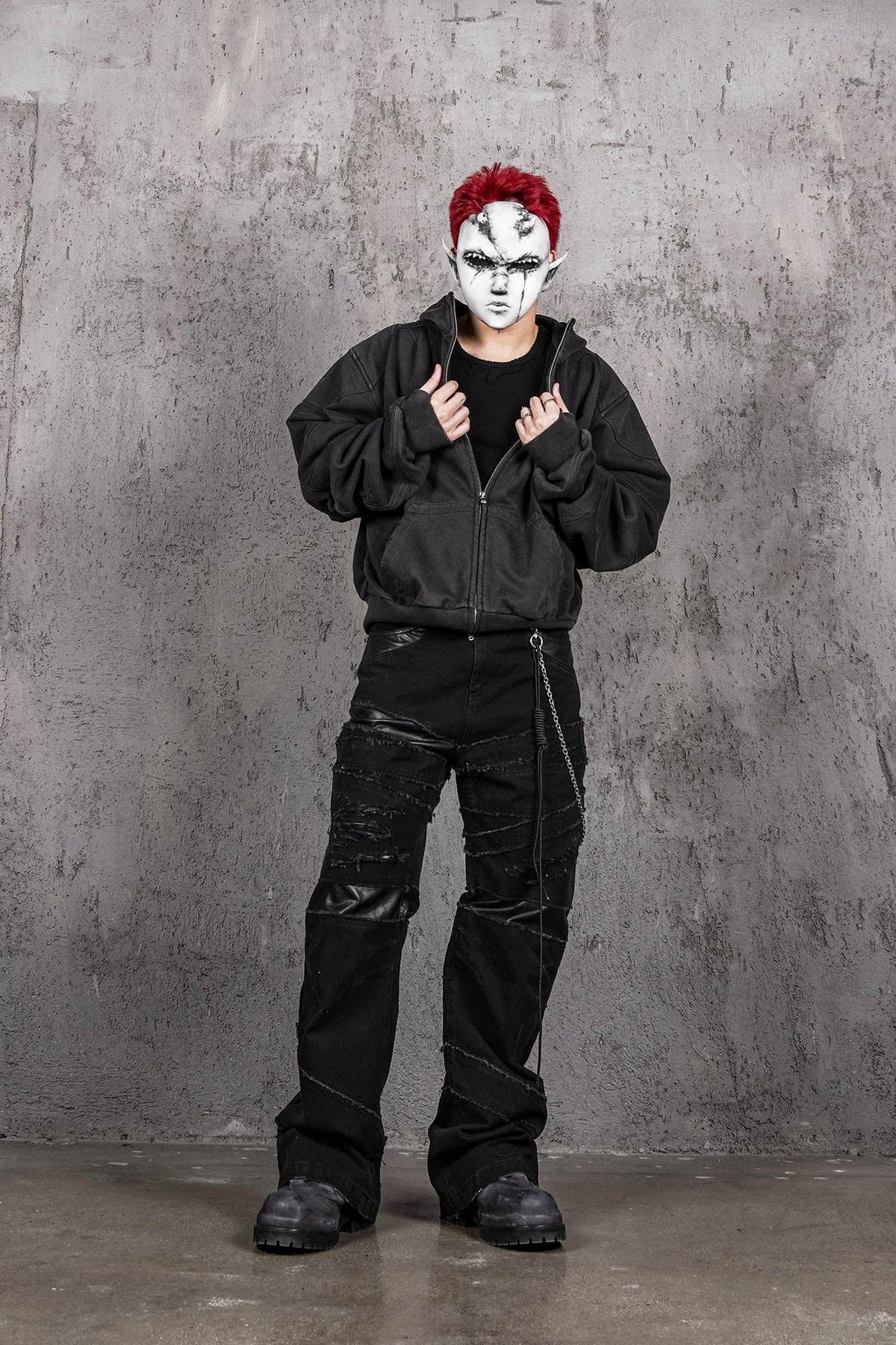 UNDERWATER Distressed Spliced Fallen Armor Zip-Up Hoodie – photo 5 of 13