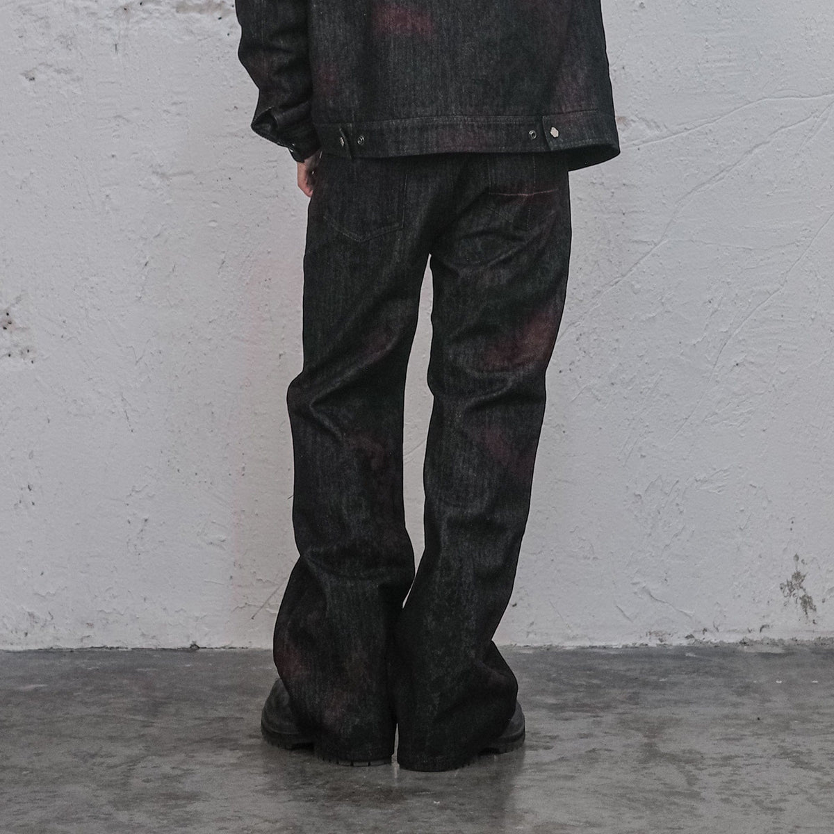 UNDERWATER Bloodstained Raw Flared Denim Pants – photo 2 of 14