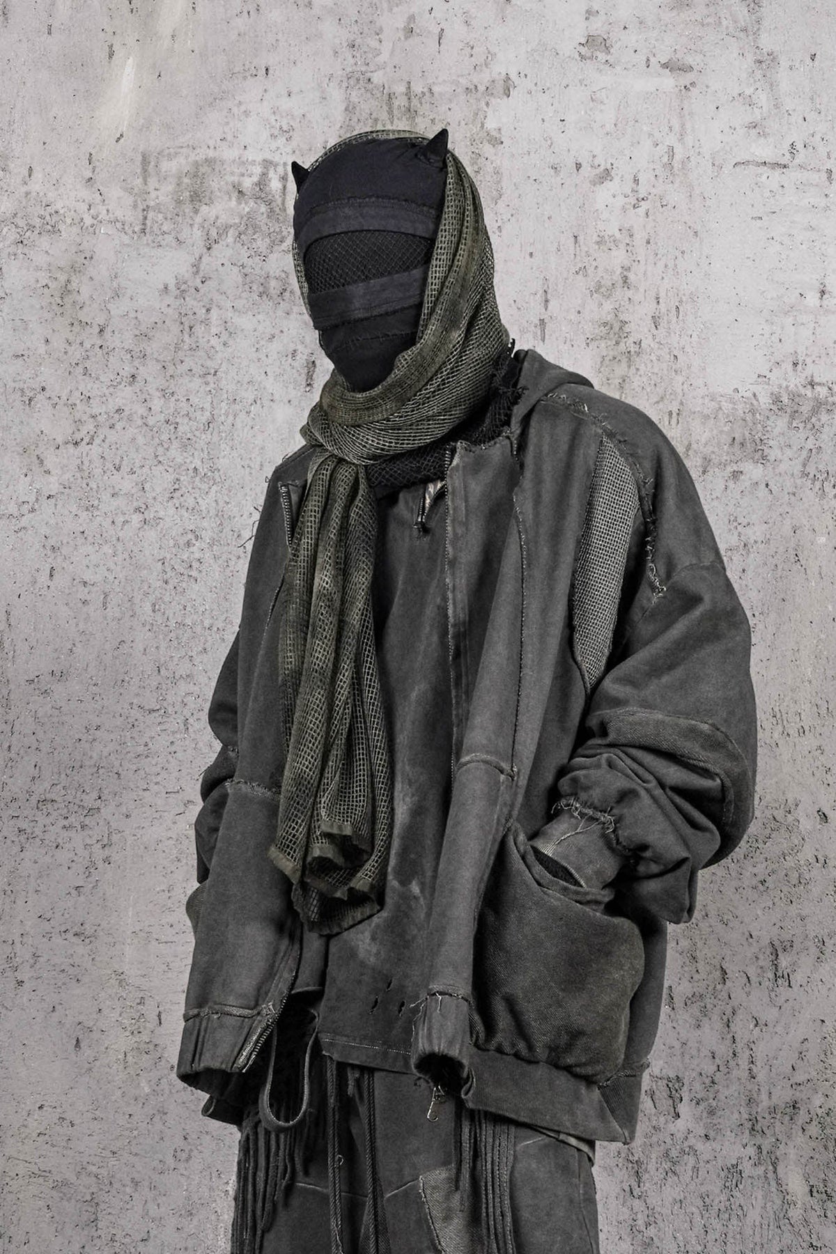 UNDERWATER Distressed Demon Clad Deconstructed Hooded Jacket – photo 5 of 12