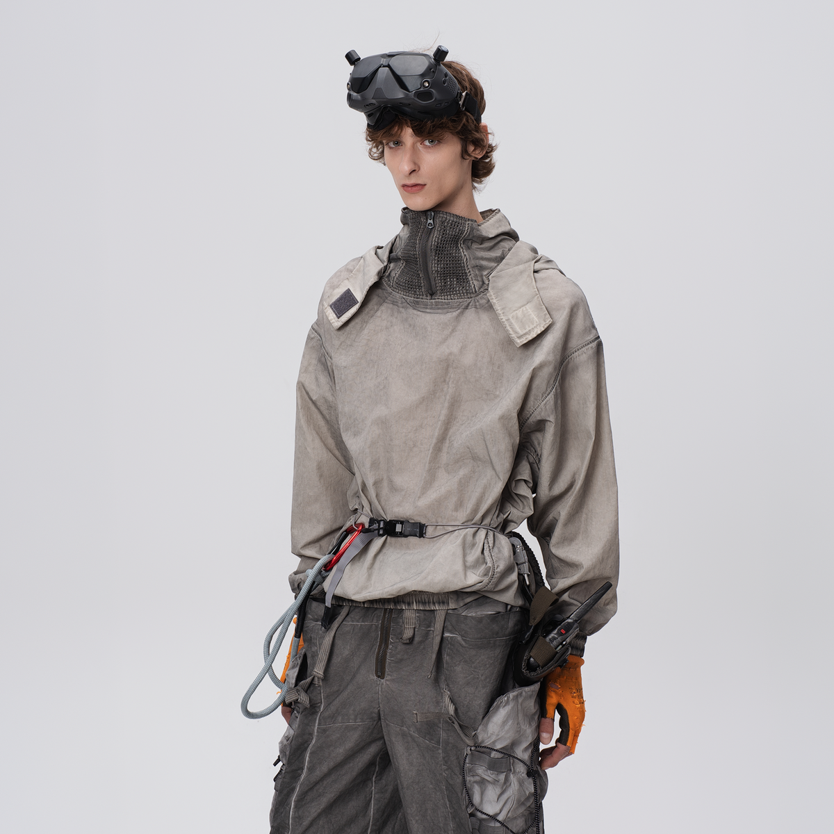 STEAM Distressed Zip-Up Detachable Hooded Jacket – photo 8 of 50