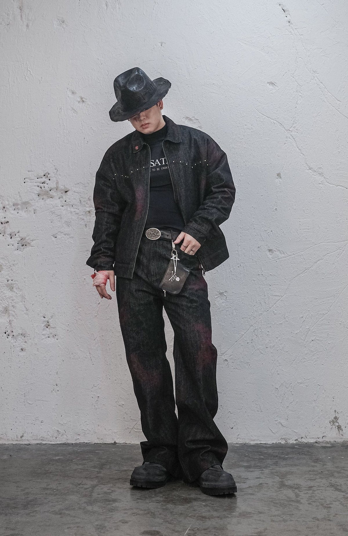 UNDERWATER Bloodstained Raw Flared Denim Pants – photo 6 of 14