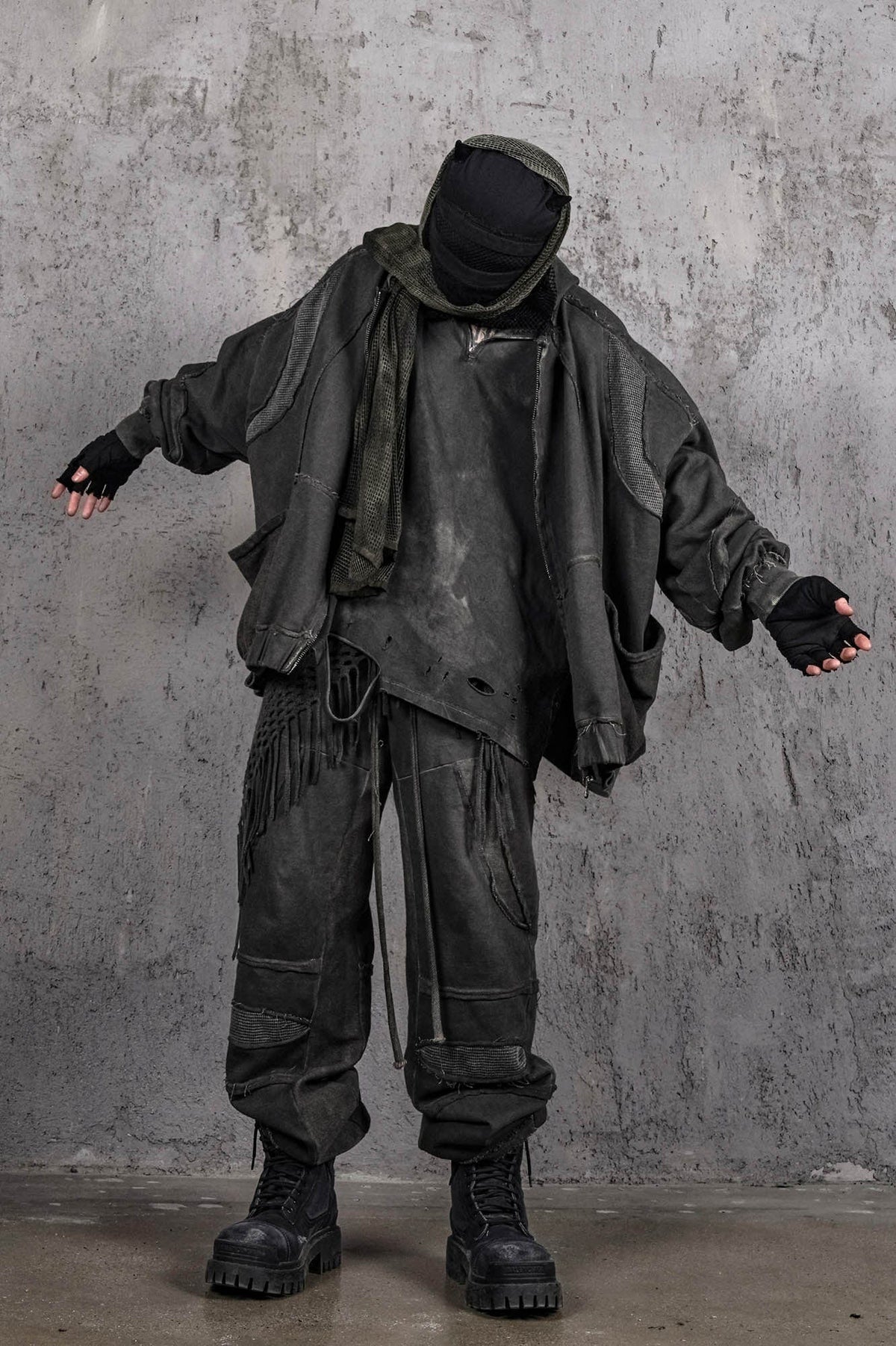 UNDERWATER Distressed Demon Clad Deconstructed Hooded Jacket – photo 4 of 12