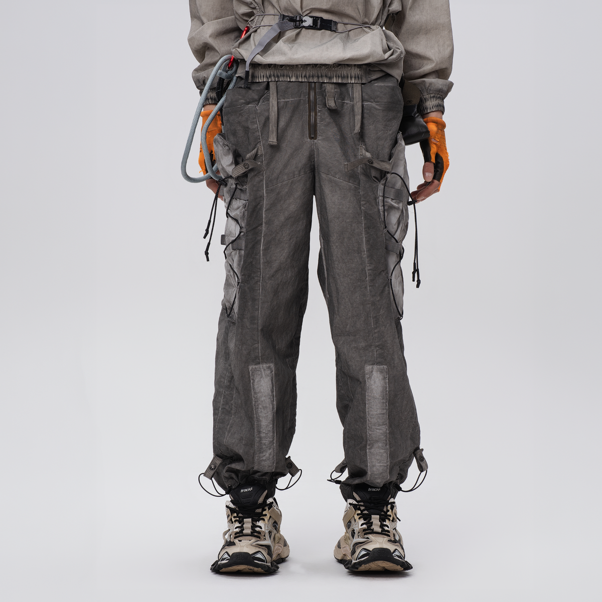 STEAM Washed Multi-Pocket Detachable Waist Bag Cargo Pants