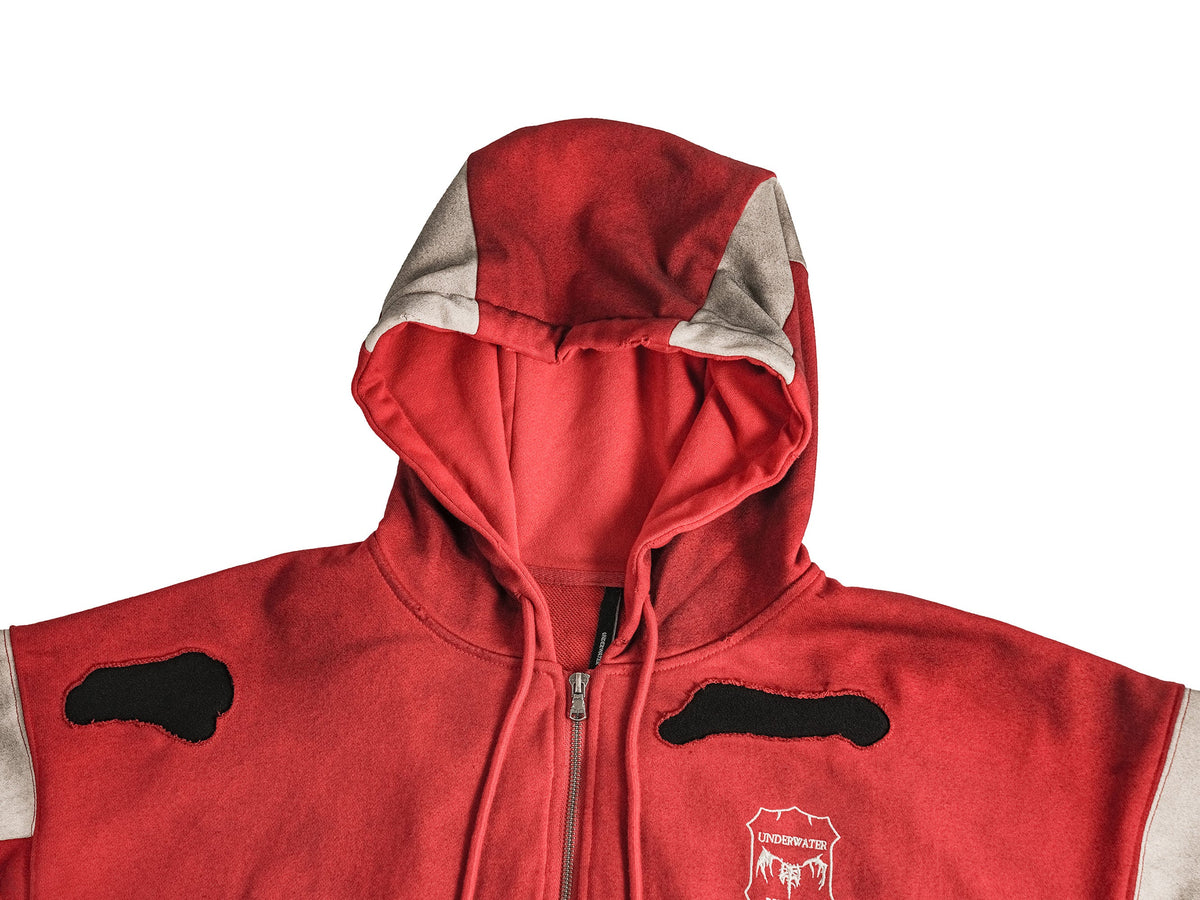 UNDERWATER Skeleton Distressed Contrast Panel Hooded Jacket – photo 9 of 13