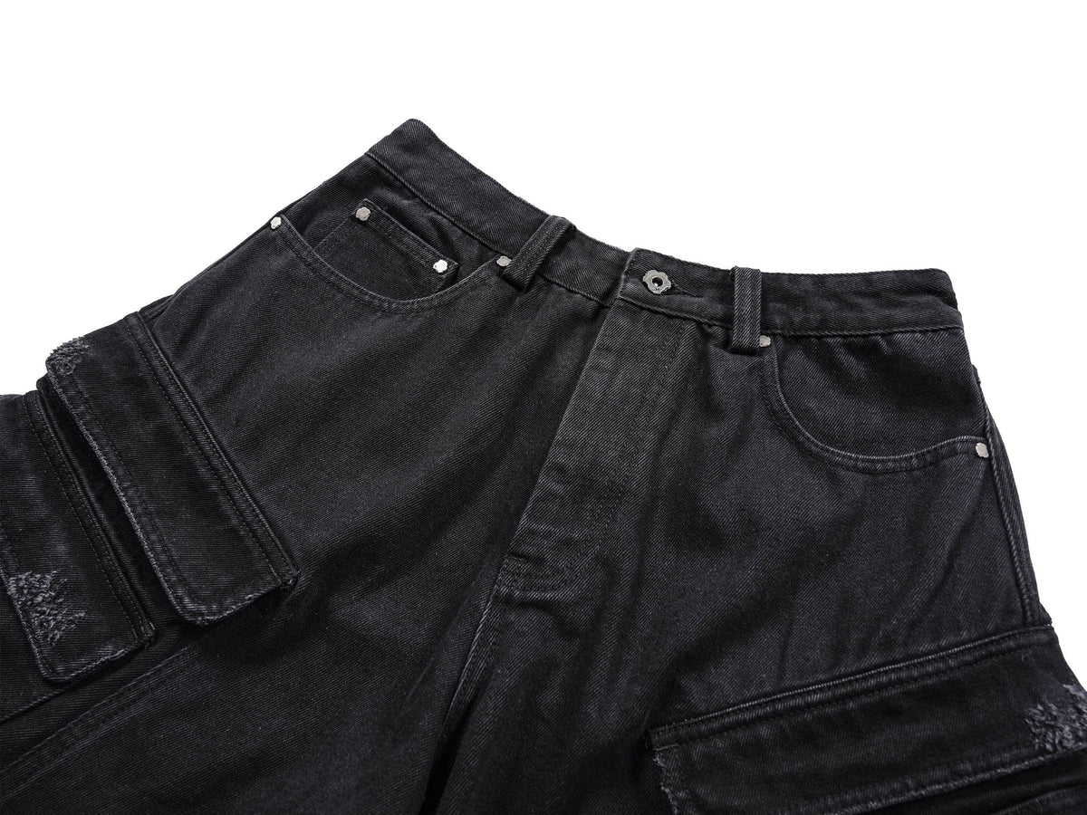 UNDERWATER Layered-Pocket Distressed Denim Shorts – photo 9 of 12