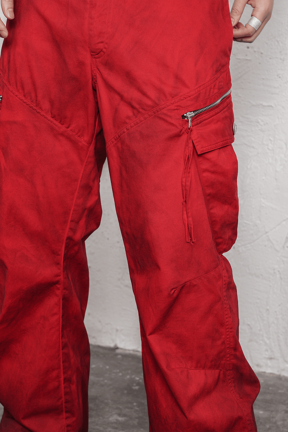 UNDERWATER Burnt Red Dirty-Dyed Moleskin Cargo Pants – photo 7 of 15