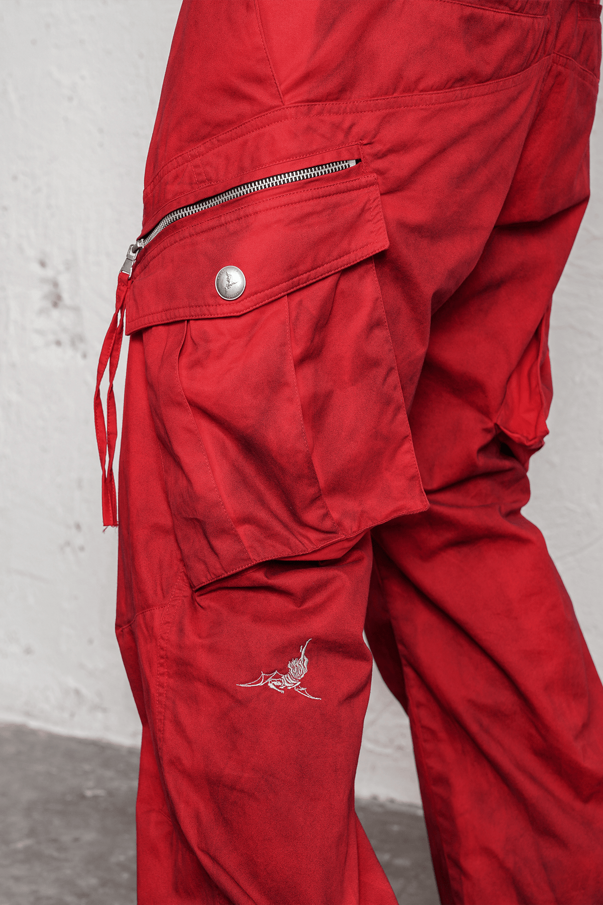 UNDERWATER Burnt Red Dirty-Dyed Moleskin Cargo Pants – photo 8 of 15
