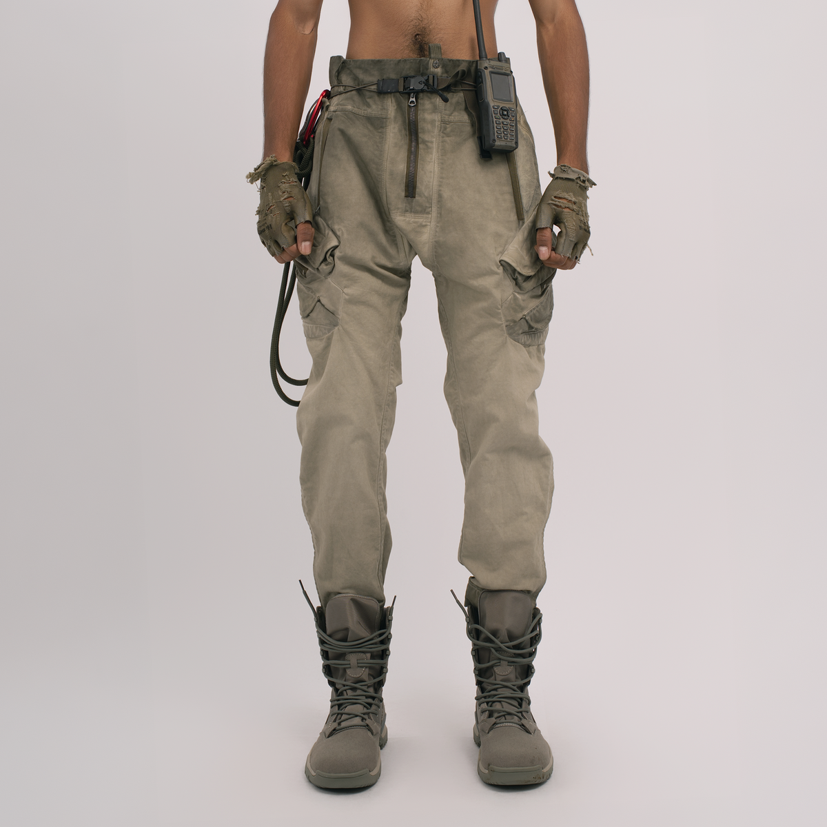 STEAM Distressed Multi-Pocket Utility Cargo Pants