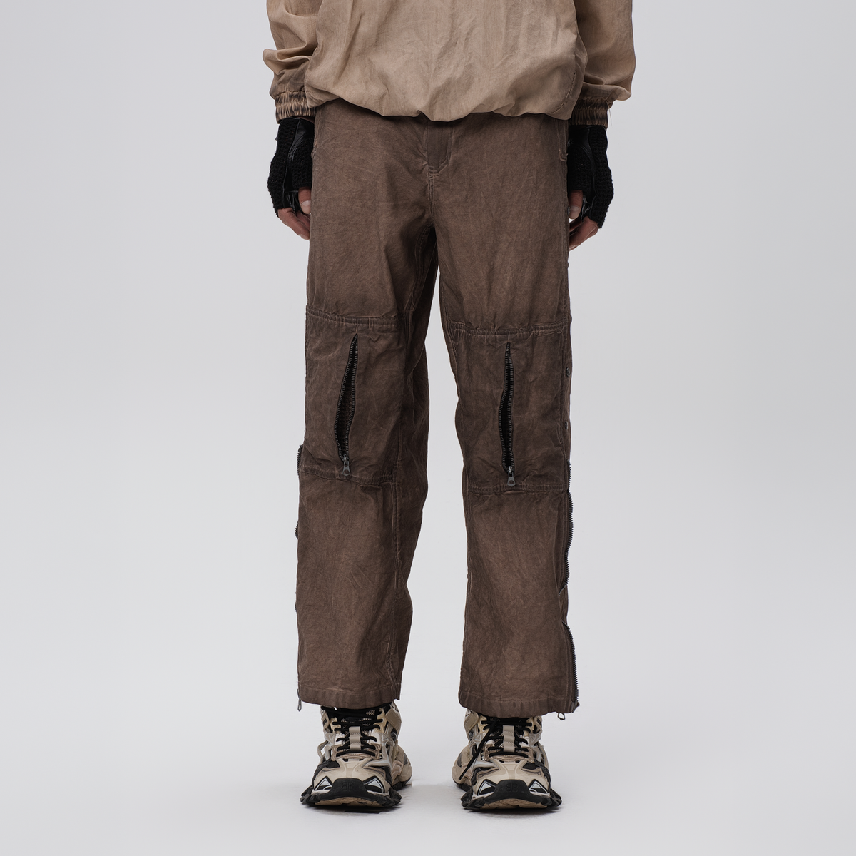 STEAM Distressed Mesh-Knee Multi-Pocket Straight-Leg Cargo Pants – photo 3 of 27