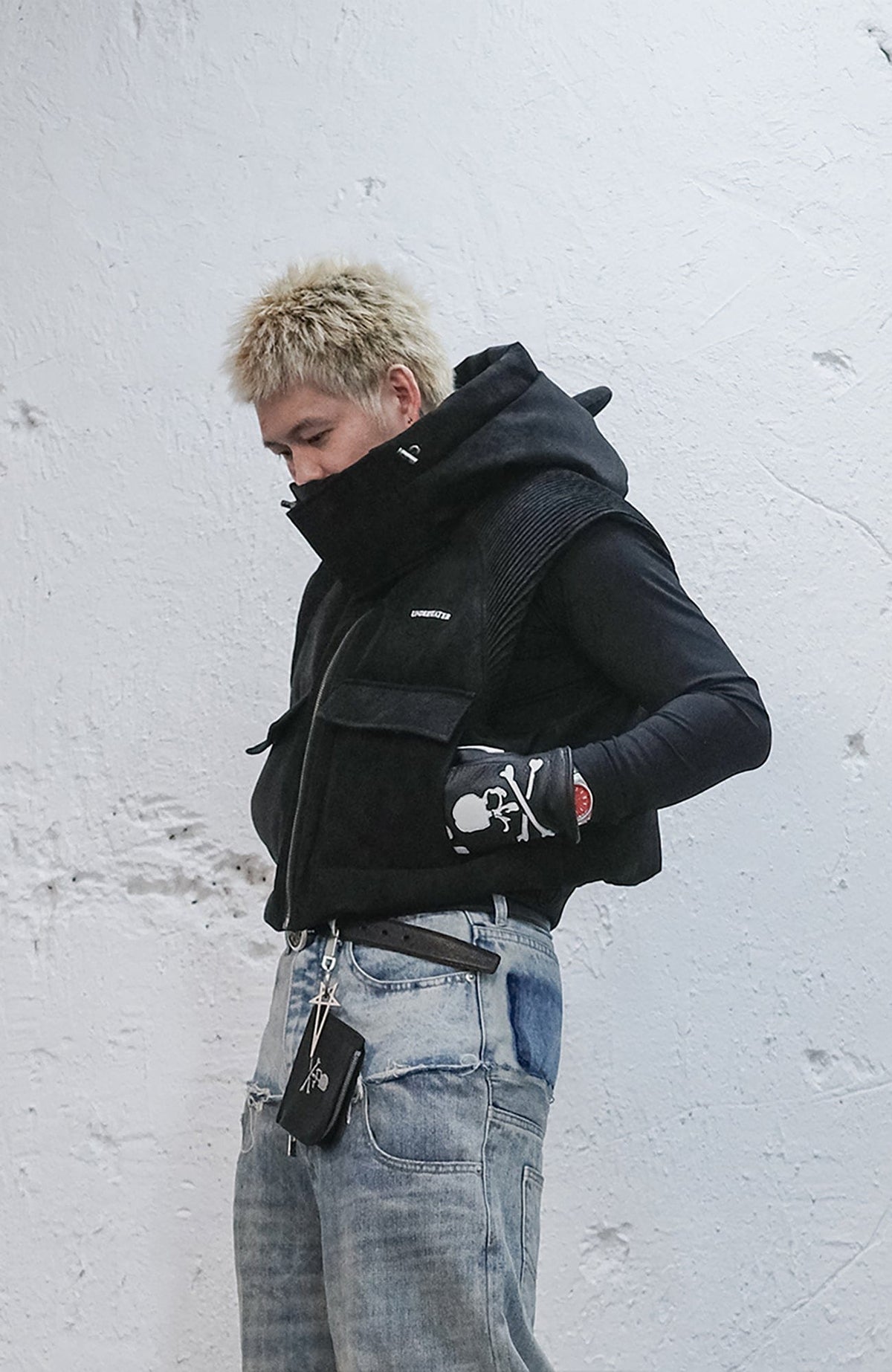 UNDERWATER Demon Horned Detachable Hood Down Vest – photo 8 of 14