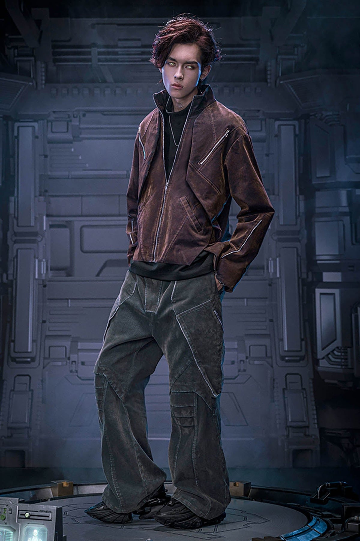 XIPHEVIL Mech Deconstructed Washed Denim Jacket Brown – photo 4 of 15