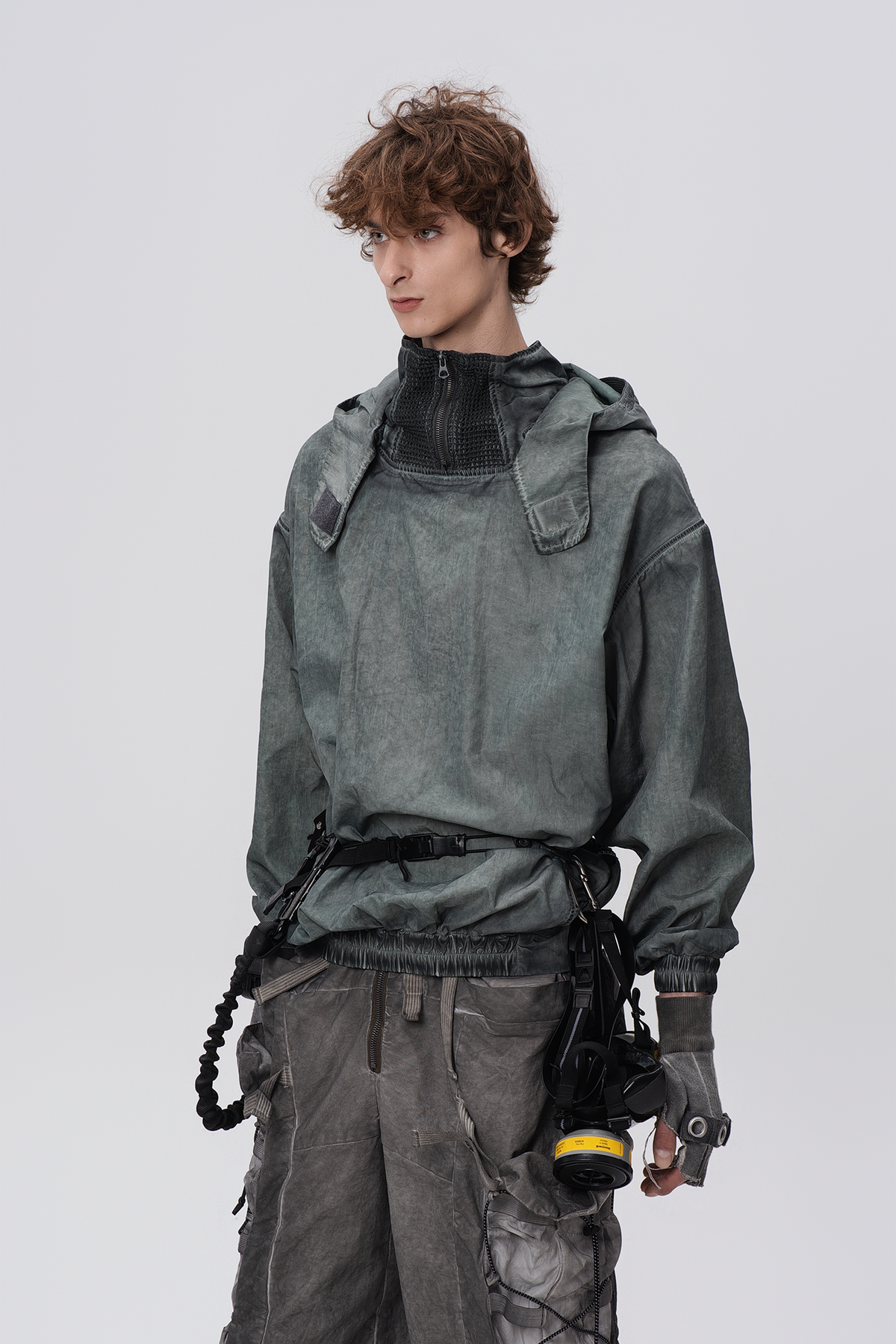 STEAM Distressed Zip-Up Detachable Hooded Jacket – photo 30 of 50