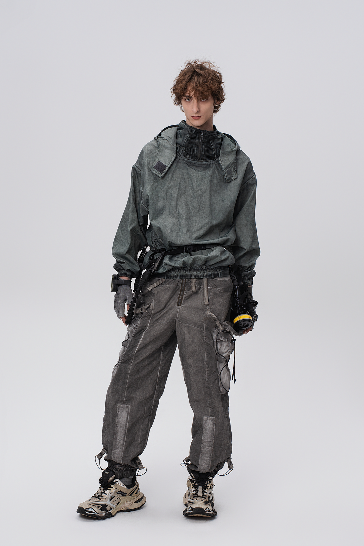 STEAM Distressed Zip-Up Detachable Hooded Jacket – photo 11 of 50