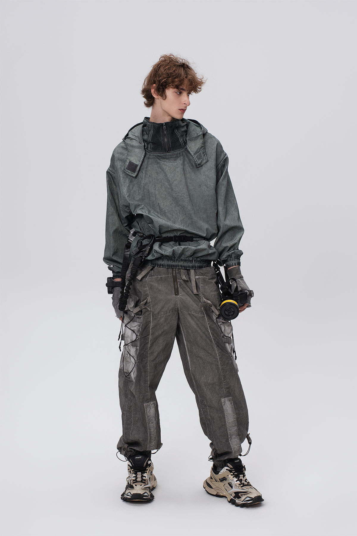 STEAM Distressed Zip-Up Detachable Hooded Jacket – photo 12 of 50