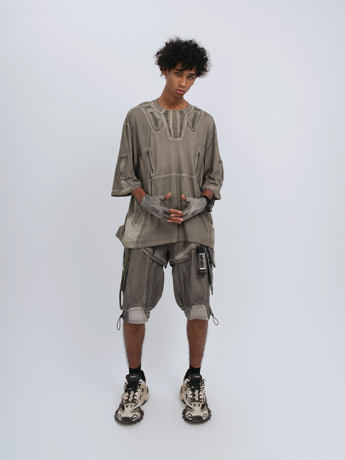 STEAM Distressed Mesh-Spliced Oversized Tactical T-Shirt – photo 14 of 25