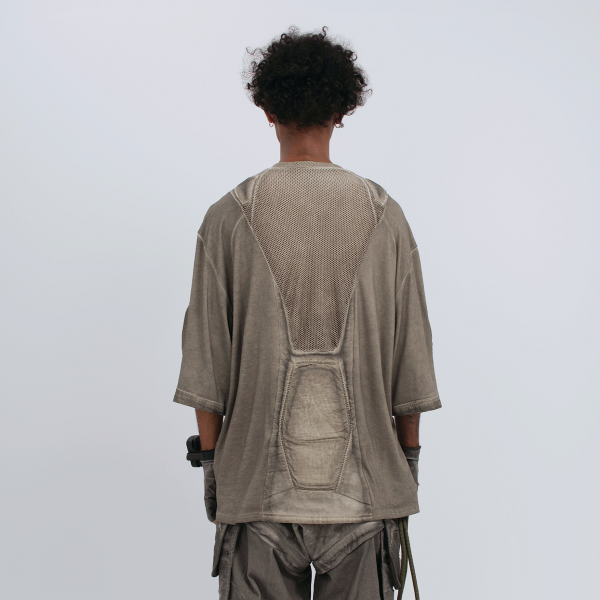 STEAM Distressed Mesh-Spliced Oversized Tactical T-Shirt – photo 5 of 25