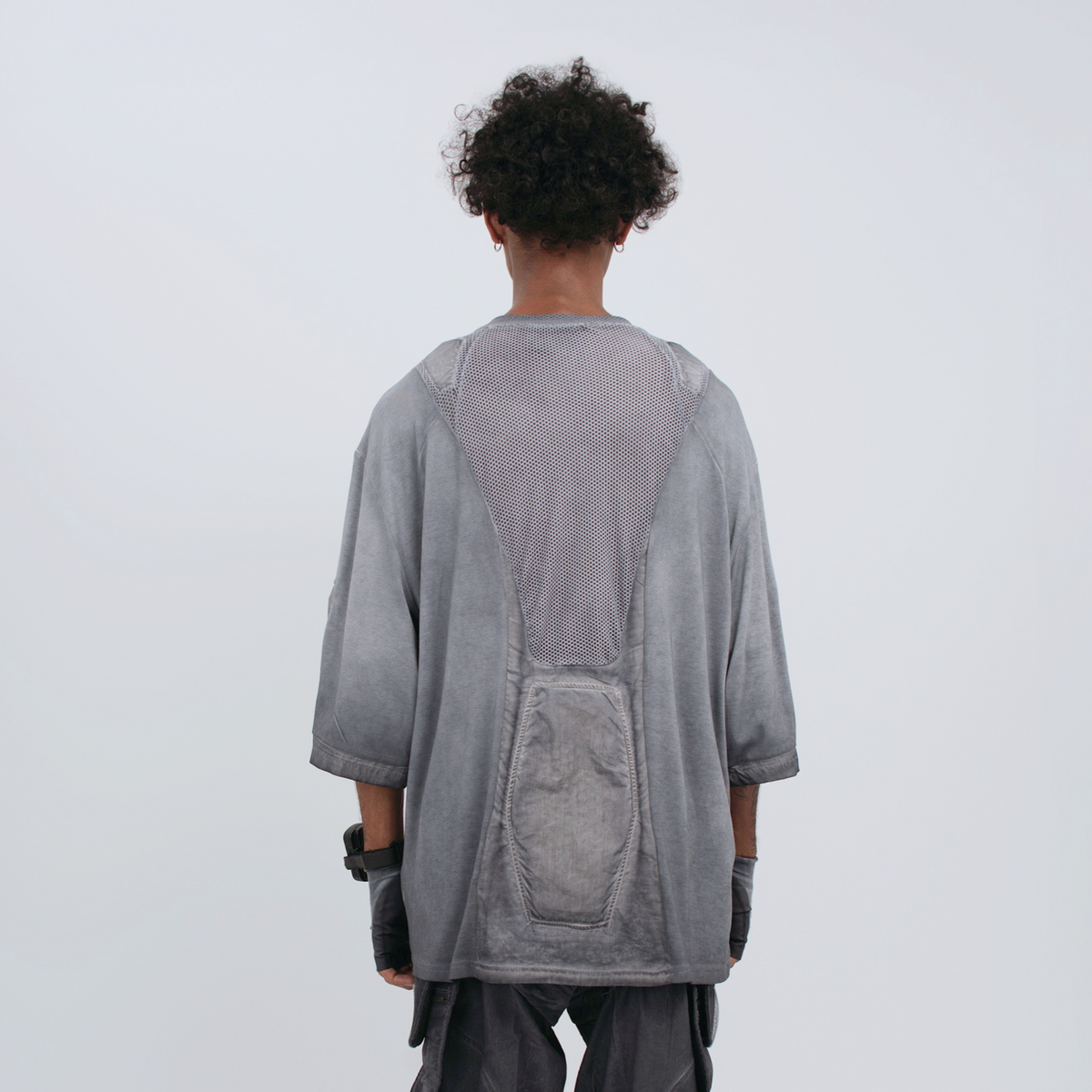 STEAM Distressed Mesh-Spliced Oversized Tactical T-Shirt – photo 4 of 25