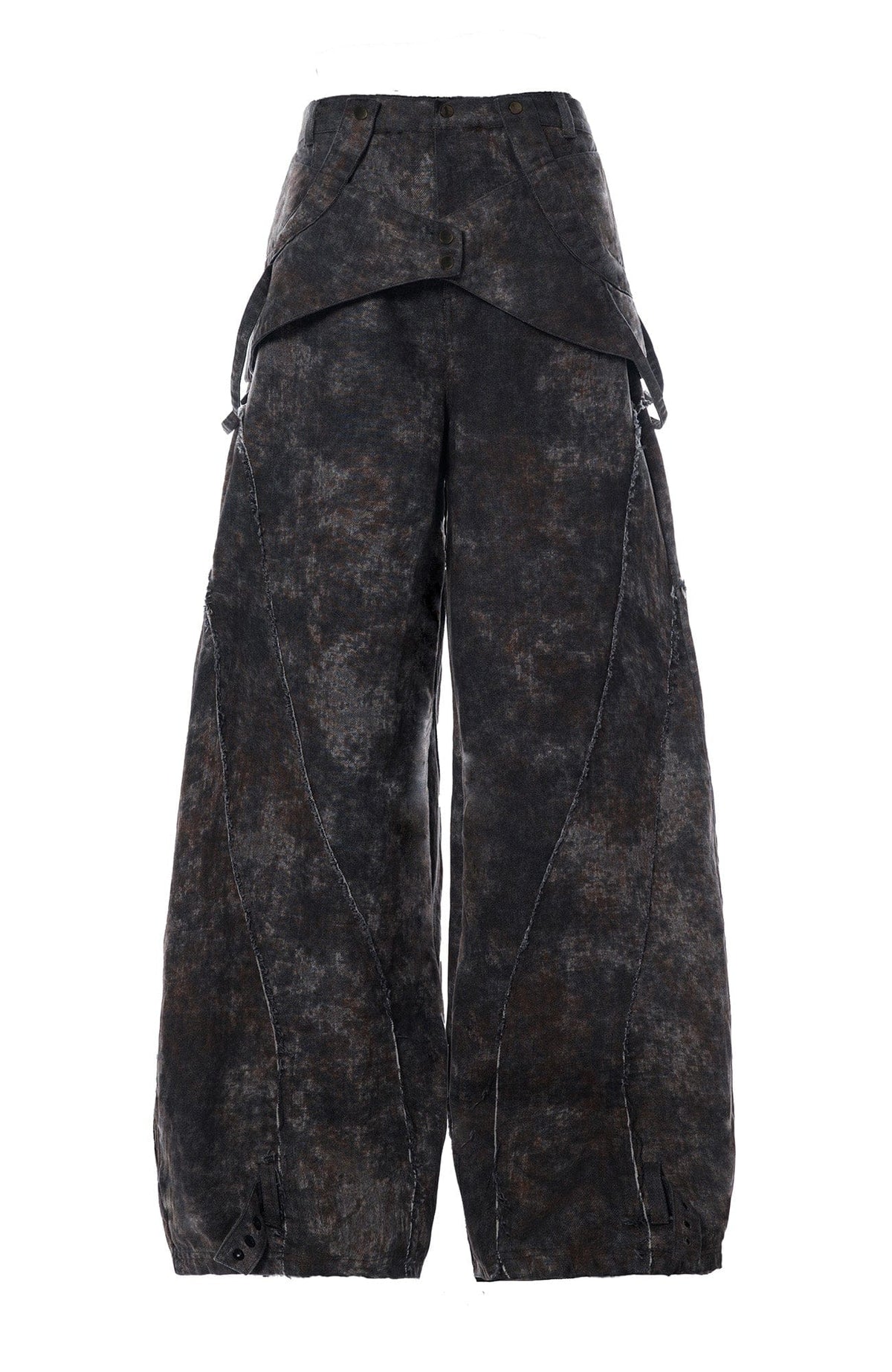 MOGONGSHE Distressed Detachable Drape Curved Panel Jeans – photo 20 of 25