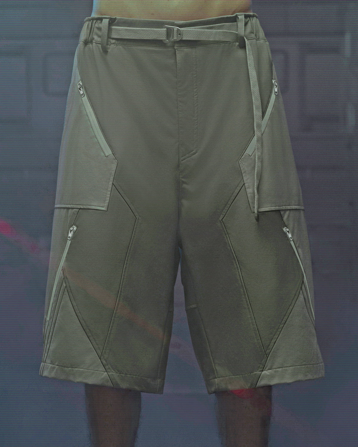 XIPHEVIL Demiurge Deconstructed Multi-Zipper Shorts Green – photo 6 of 13