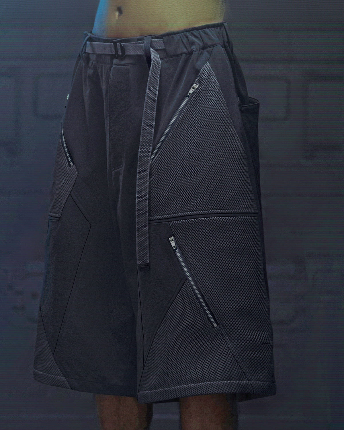 XIPHEVIL Bellator Deconstructed Multi-Zipper Shorts Dark Grey – photo 7 of 12
