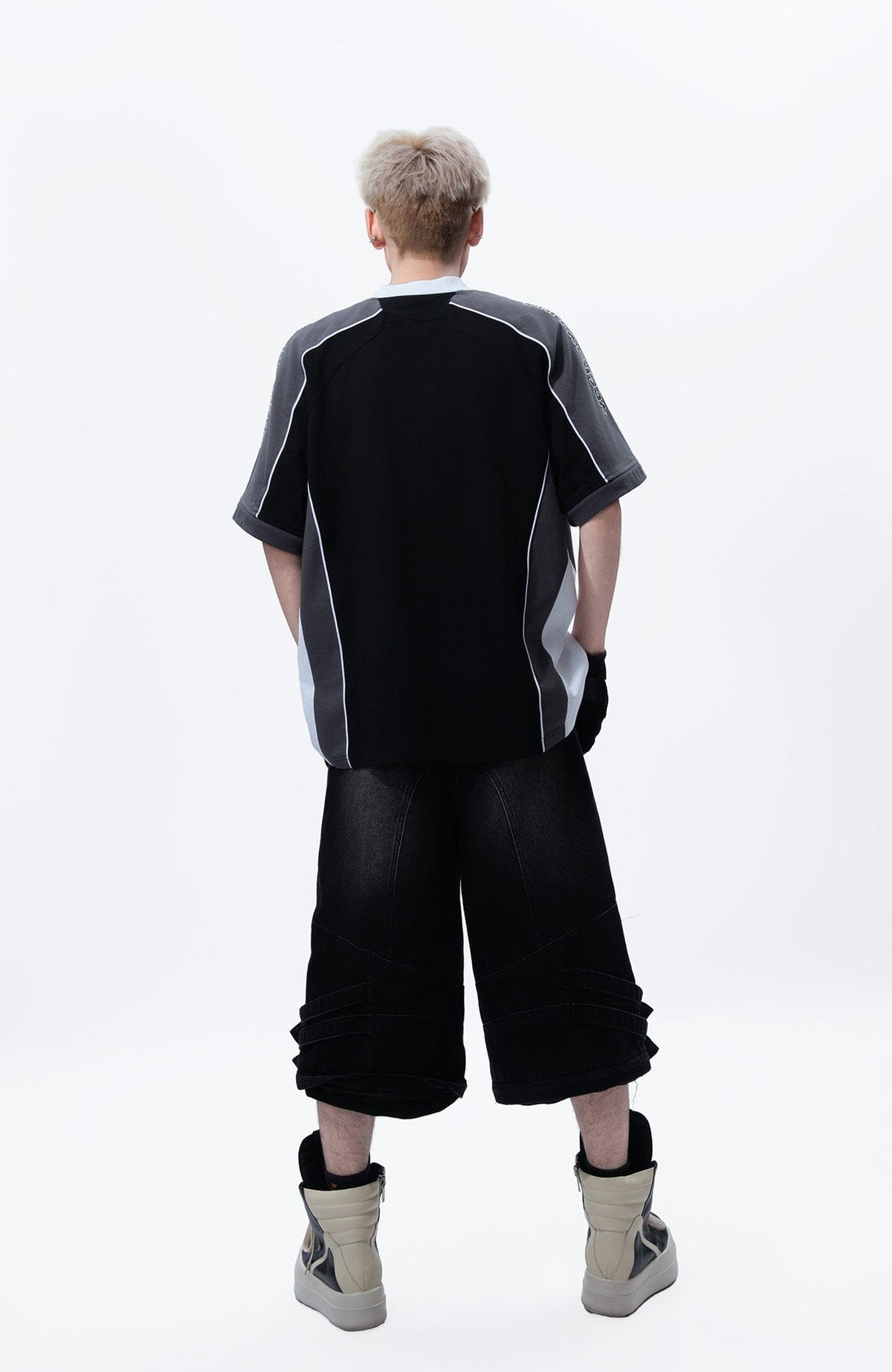 MOGONGSHE Detachable Drape-Strap Washed Jeans – photo 22 of 39