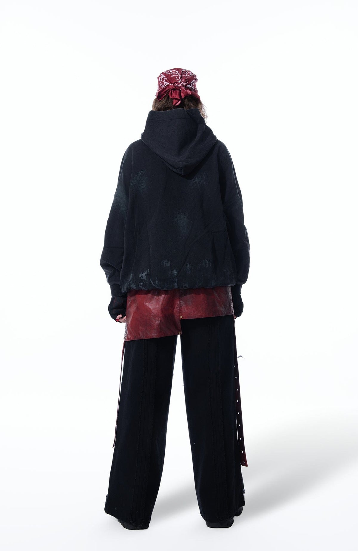 MOGONGSHE Detachable PU Drape  Frayed Cross Jeans – photo 15 of 42