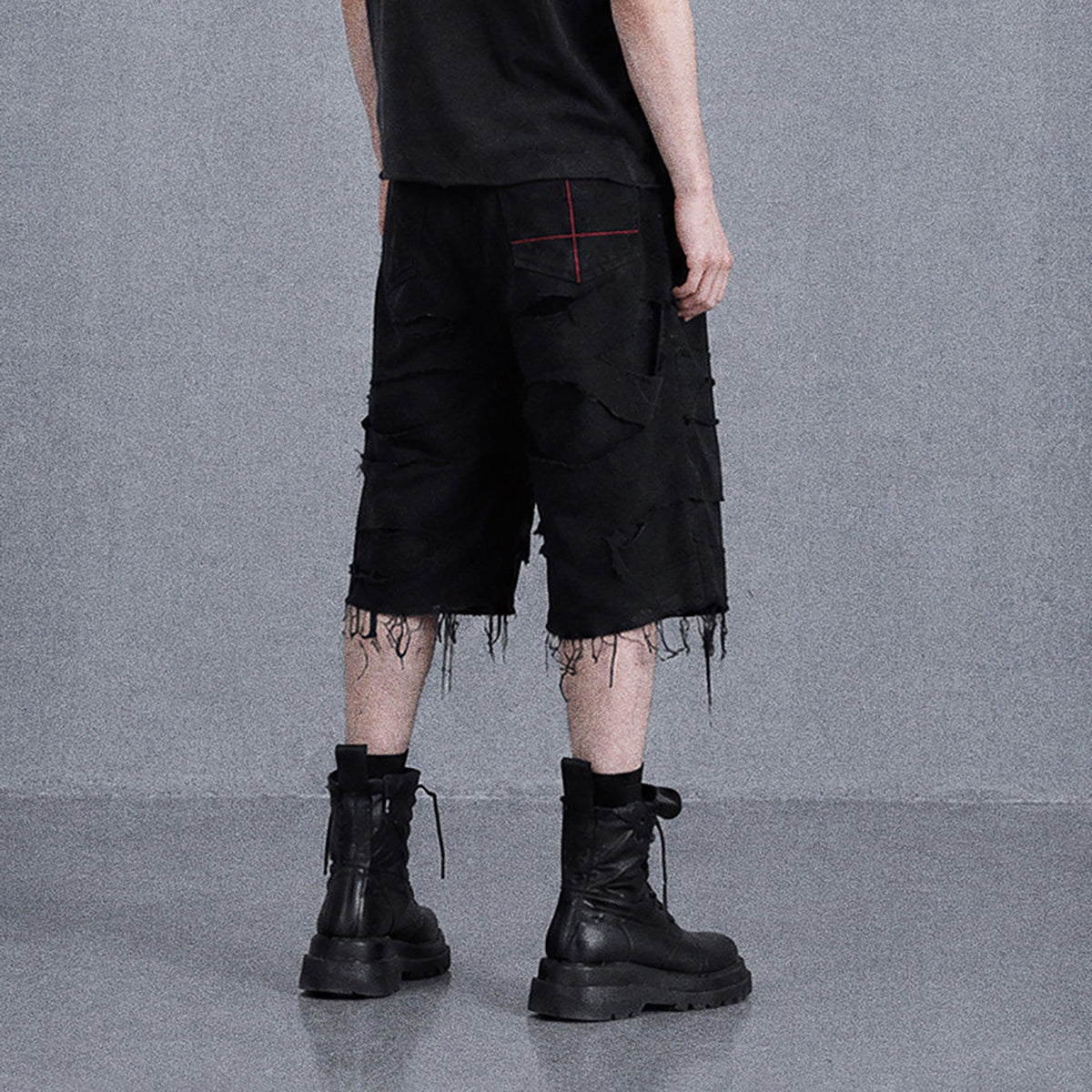 UNDERWATER Distressed Raw Edge Denim Shorts – photo 2 of 10