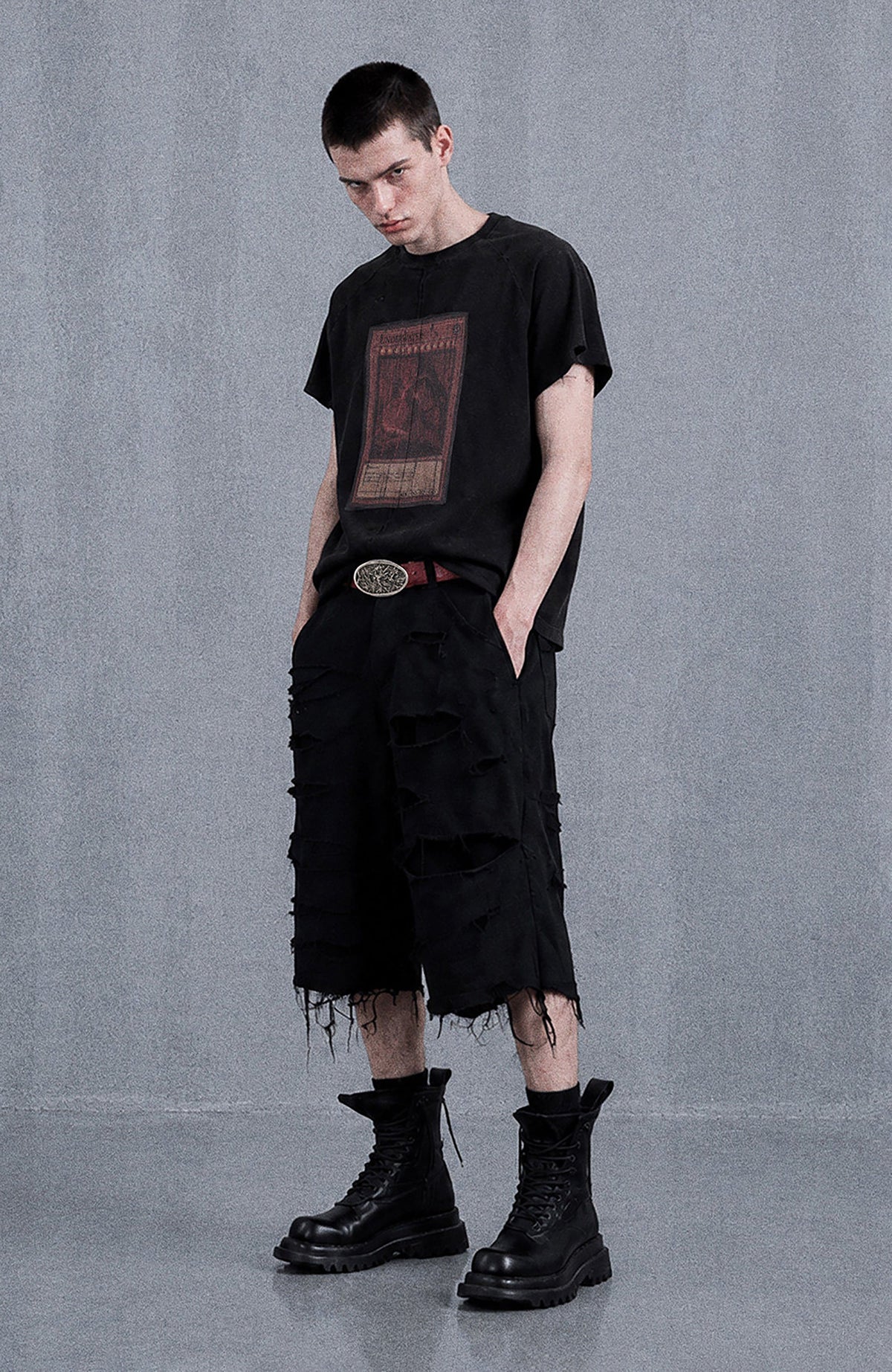UNDERWATER Distressed Raw Edge Denim Shorts – photo 5 of 10
