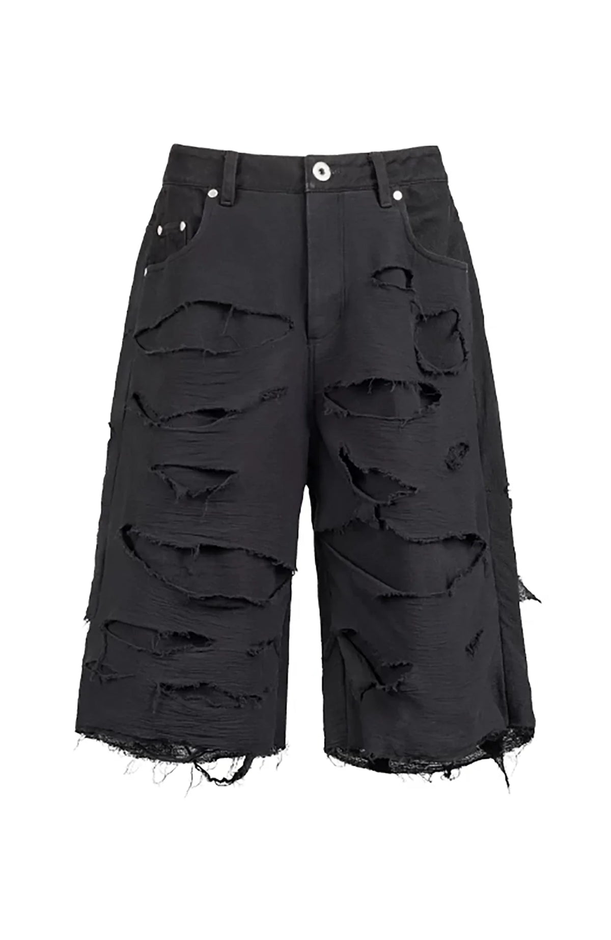 UNDERWATER Distressed Raw Edge Denim Shorts – photo 7 of 10