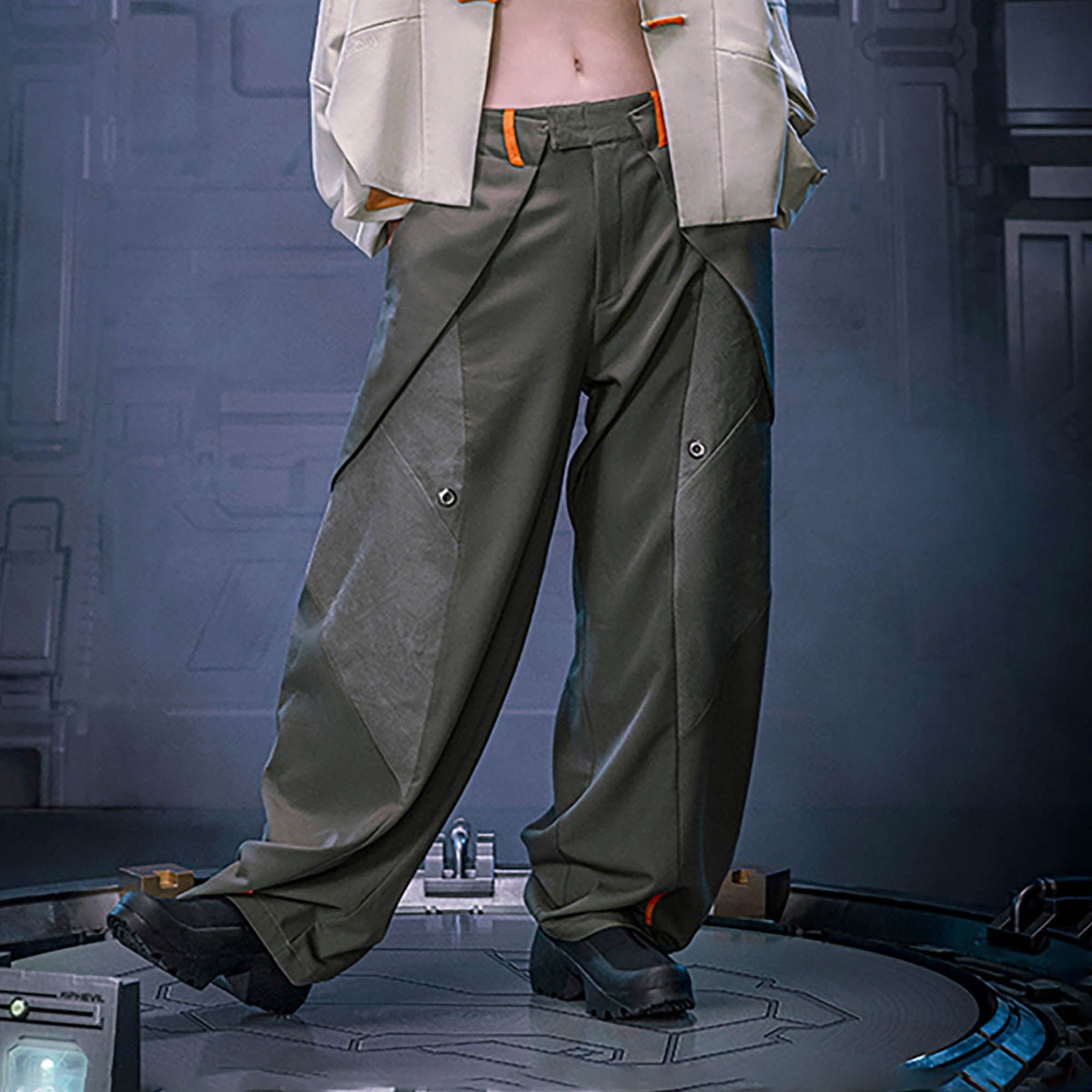 XIPHEVIL Mech Paneled Utility Wide-Leg Pants Grey – photo 2 of 7