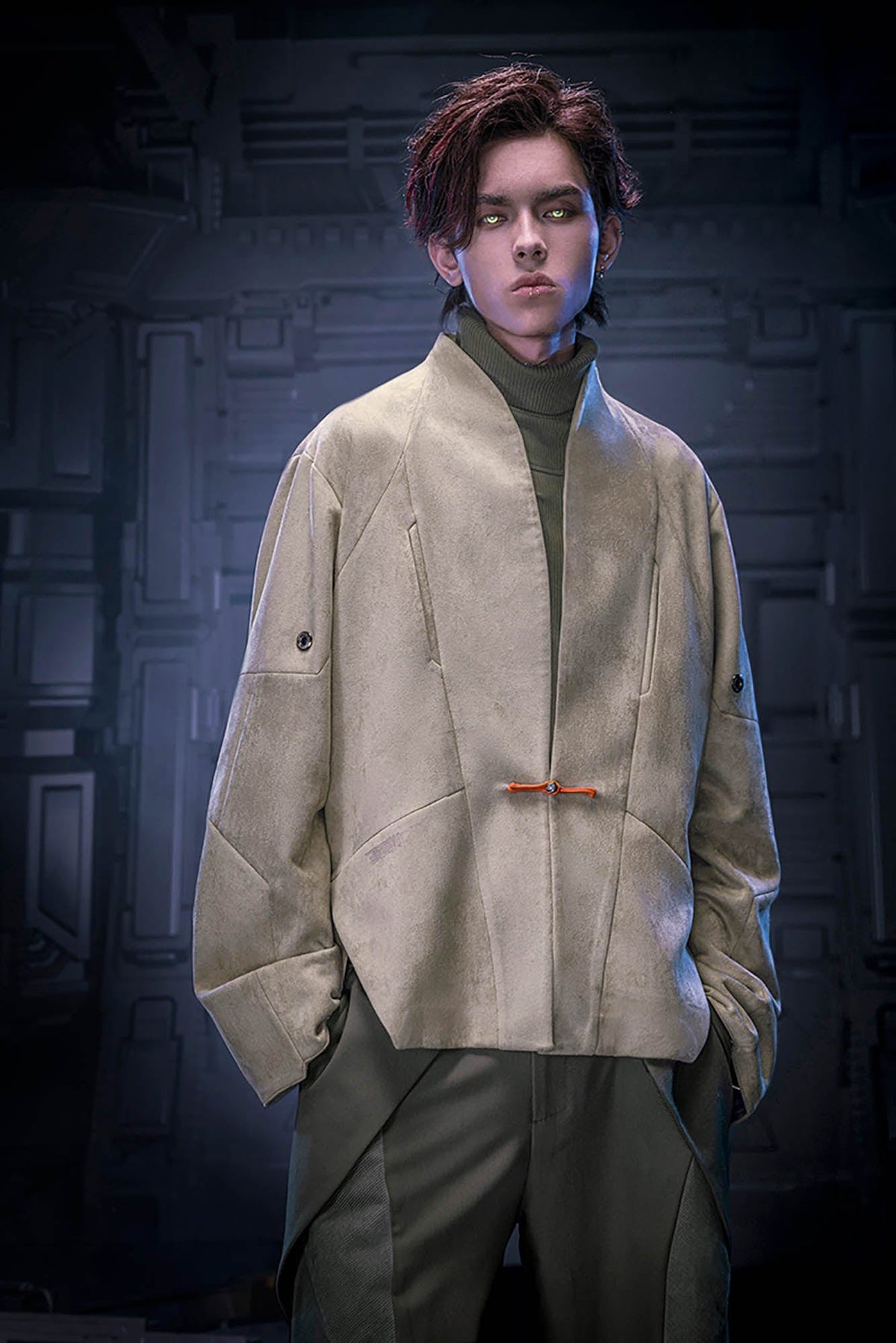 XIPHEVIL Deconstructed Utility Faux Suede Daoist Robe Sand – photo 14 of 14