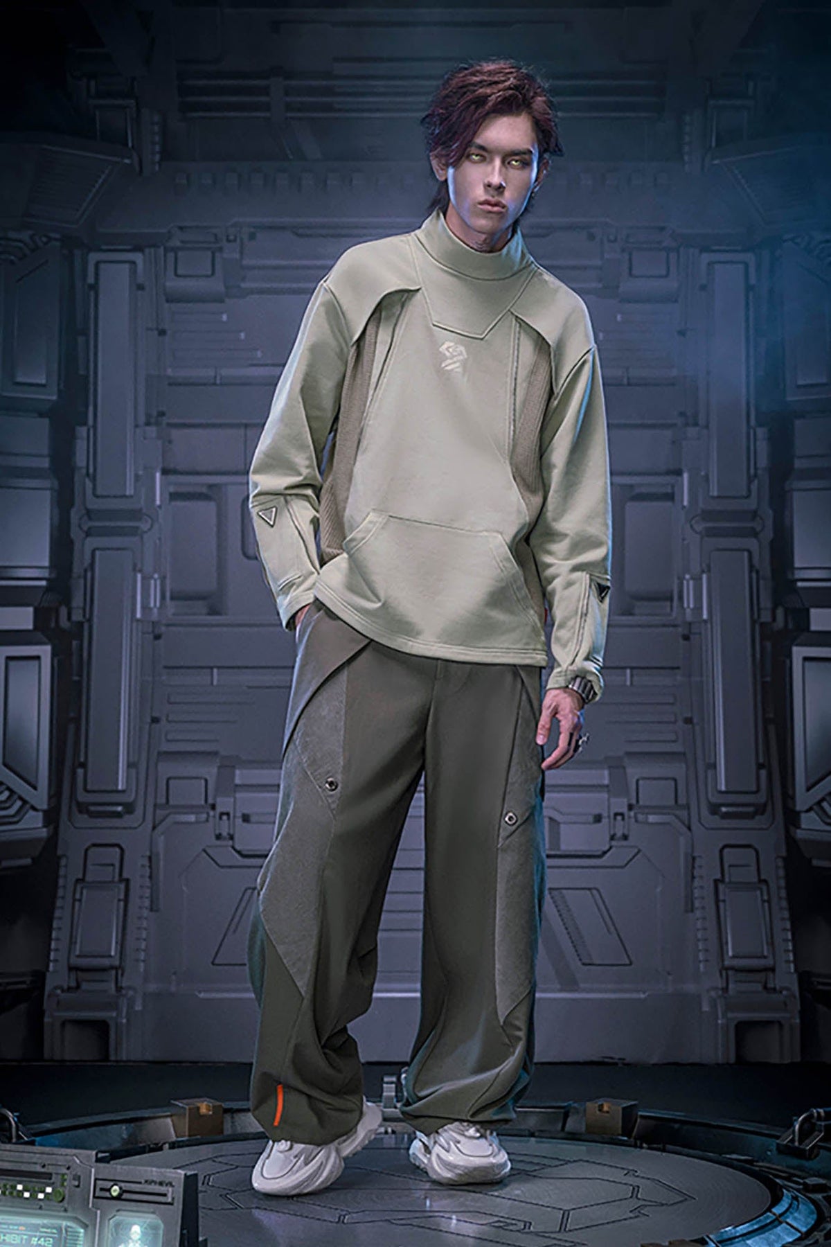 XIPHEVIL Mesh Paneled Tactical Turtleneck Sweatshirt Green – photo 4 of 13