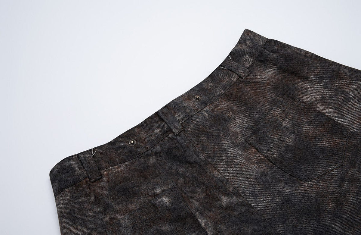 MOGONGSHE Distressed Detachable Drape Curved Panel Jeans – photo 22 of 25