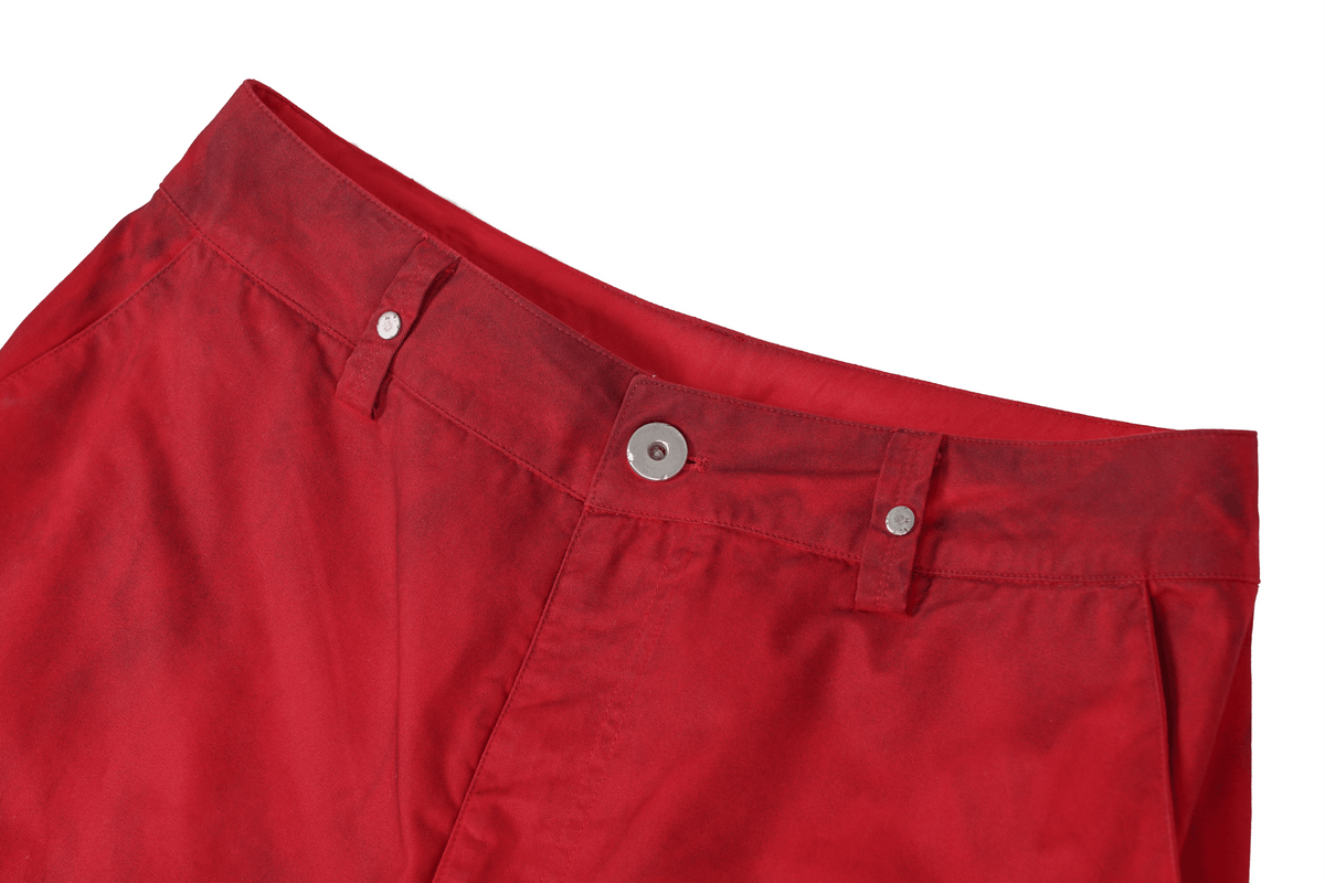 UNDERWATER Burnt Red Dirty-Dyed Moleskin Cargo Pants – photo 10 of 15