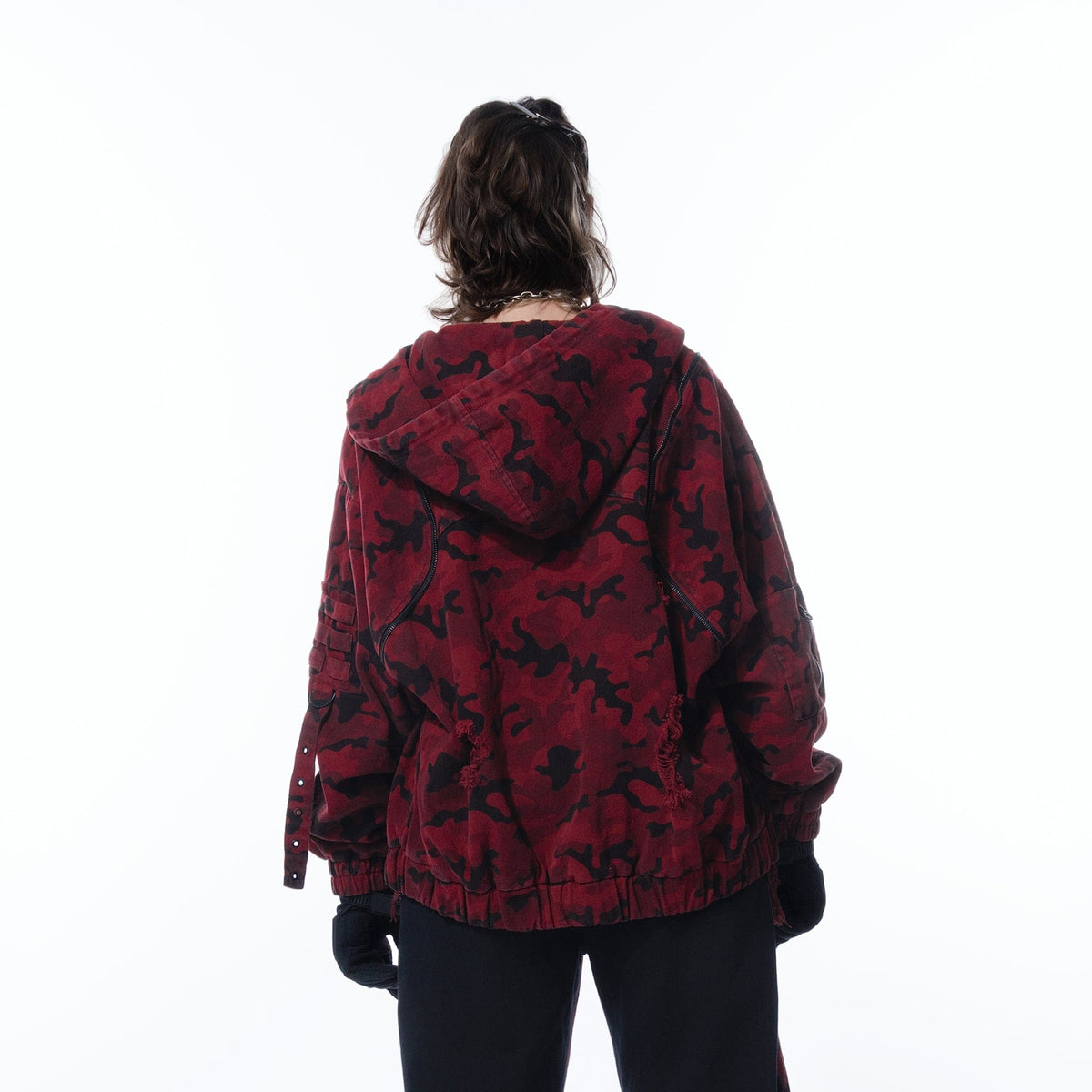 MOGONGSHE Camo Frayed LOGO Patch Hooded Jacket – photo 3 of 22