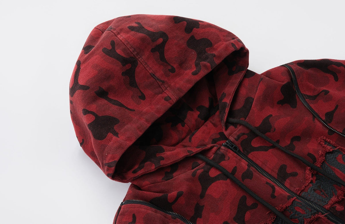 MOGONGSHE Camo Frayed LOGO Patch Hooded Jacket – photo 16 of 22