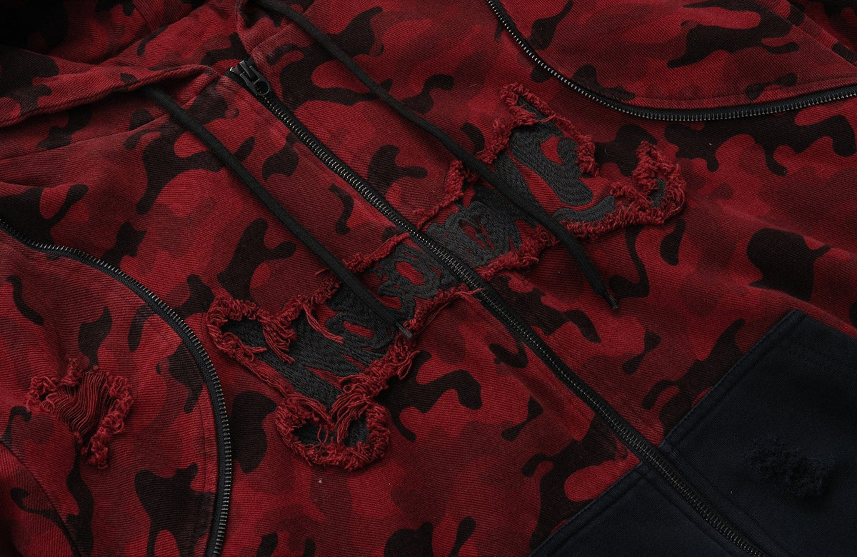 MOGONGSHE Camo Frayed LOGO Patch Hooded Jacket – photo 17 of 22