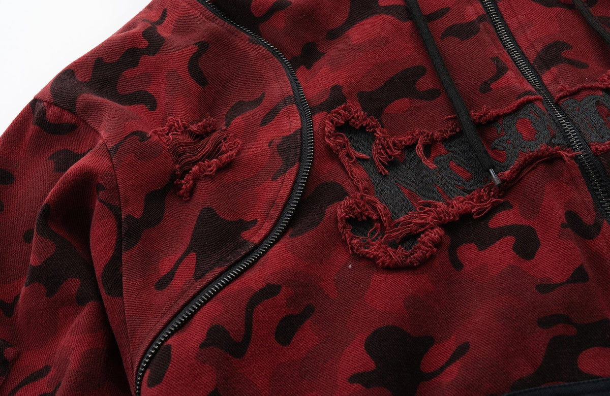 MOGONGSHE Camo Frayed LOGO Patch Hooded Jacket – photo 20 of 22