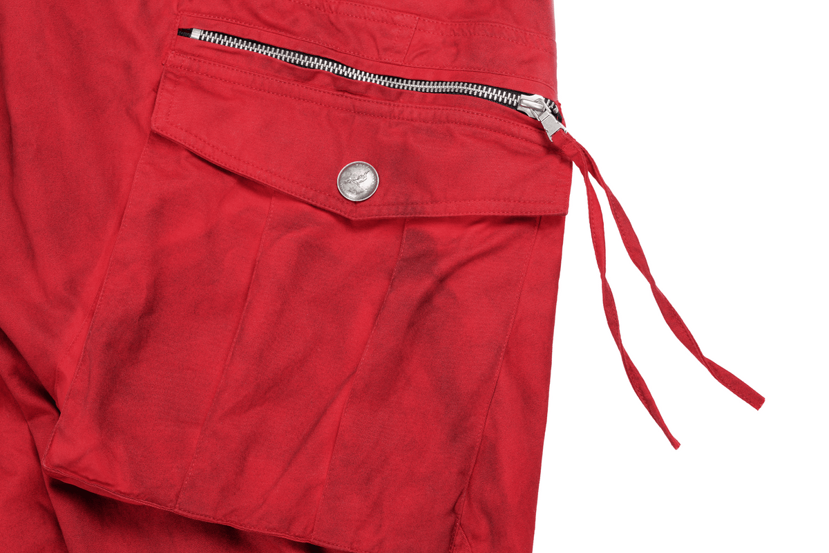 UNDERWATER Burnt Red Dirty-Dyed Moleskin Cargo Pants – photo 11 of 15