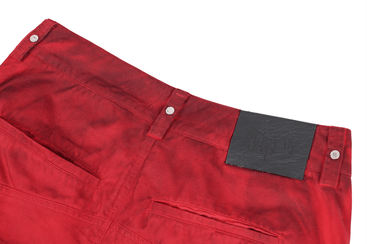 UNDERWATER Burnt Red Dirty-Dyed Moleskin Cargo Pants – photo 13 of 15