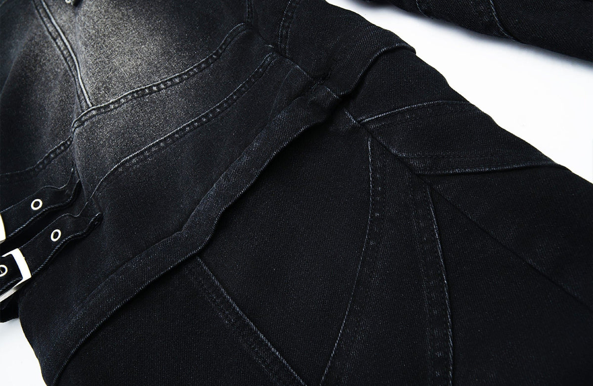 MOGONGSHE Detachable Drape-Strap Washed Jeans – photo 39 of 39