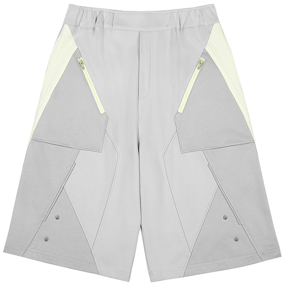 XIPHEVIL Deconstructed Zipper Rivet Shorts Light Grey – photo 17 of 17